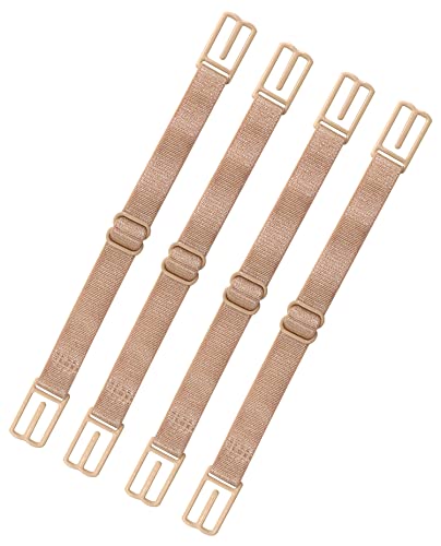 Women's Bra Strap Clips Holder Non-slip Adjustable Elastic - color: Beige