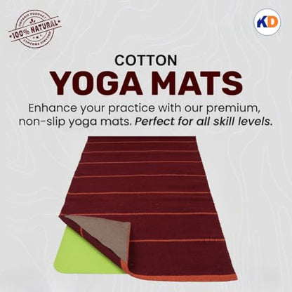 KD Willmax Yoga Mat Towel Non Slip Cotton Rug Blanket Cover with Pockets - color: PURPLE-ORANGE