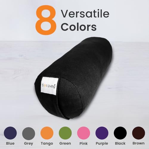 Pranayama Yoga Bolster Meditation Pillow - color: Black, size: Cylindrical 14" x 6"