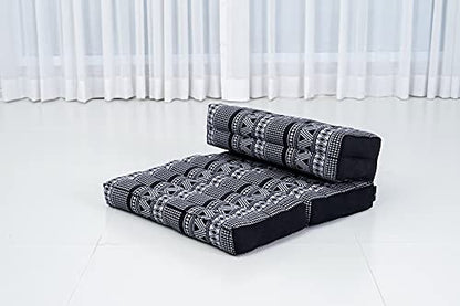 Leewadee Foldable Floor Mattress – 2 in 1 Floor Meditation Mat for Yoga and Relaxation, Seating Futon with Kapok - color: Cbt3 - Black
