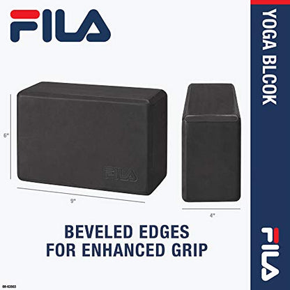 FILA Accessories Yoga Block - EVA Foam Blocks for Support, Balance & Stability | Yoga, Pilates, Barre, Stretching, Meditation