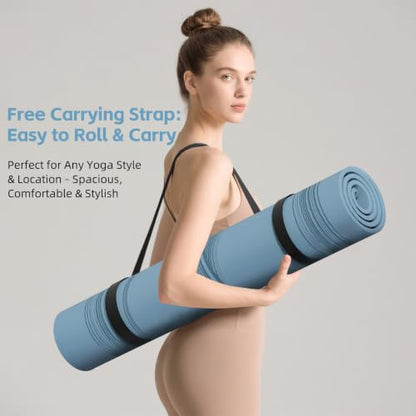 Large 76"x40"x0.4" Yoga Mat - color: Blue Grey