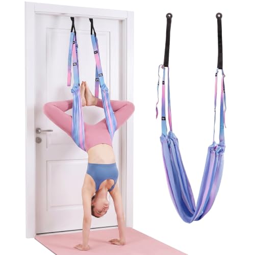 Aerial Yoga Rope for Door,Yoga Door Swing,Leg Stretcher Strap - color: colorful