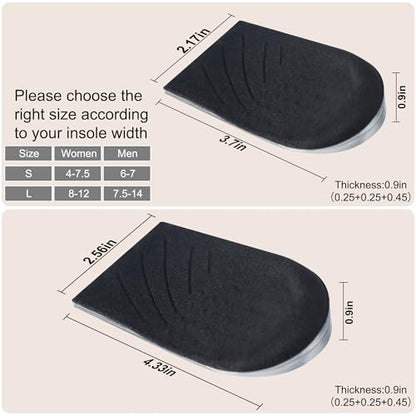Heel Wedge Silicone Insoles, 2 Pairs 3 Layers Medial & Lateral Corrective Adhesive Shoe Inserts for Foot Alignment, Knock Knee Pain, Bow Legs, Osteoarthritis, Large, Black - style: LARGE(Black)-3 Layers