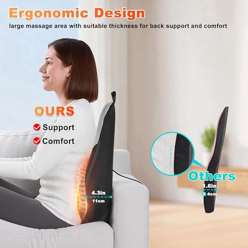 Neck and Back Massager with Heat, Rolling Up and Down Shiatsu Back and Neck Massager with Heat, 4D Kneading and Car Adapter for Home, Office and Car use, Gifts for Men and Women - color: Black-02