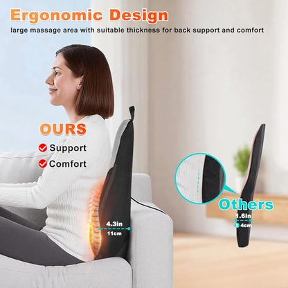 Neck and Back Massager with Heat, Rolling Up and Down Shiatsu Back and Neck Massager with Heat, 4D Kneading and Car Adapter for Home, Office and Car use, Gifts for Men and Women - color: Black-02