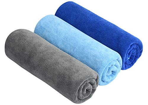 SINLAND Microfiber Gym Towels, Workout Sweat Towel 16x32In - color: Light Blue+blue+grey