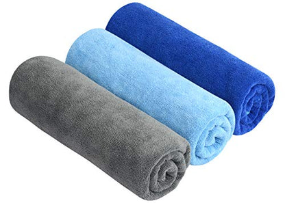 SINLAND Microfiber Gym Towels, Workout Sweat Towel 16x32In - color: Light Blue+blue+grey