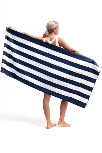 Eunzel 2 Pack Microfiber Beach Towel, Quick Dry Travel Towel Large Sand Free Towel for Beach, Camping, Swim Pool, Gym, Sports& Yoga 71"x32", Stripe Navy & Pink - color: Stripe Navy & Pink