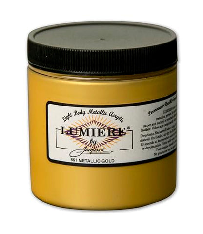 Jacquard Lumiere 8oz Fabric Paint Metallic Gold - Metallic Paint for Fabric Paper Wood Ceramic and Metal - Light-bodied Metallic Acrylic Paint - Lightfast & Vibrant Metallic Acrylic Paints - color: Metallic Gold, size: 8 Fl Oz (Pack of 1)