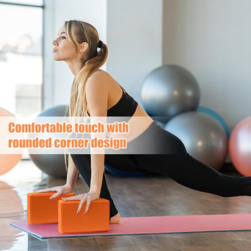 9"x6"x3" Yoga Block, 2 Pcs Soft Non-Slip Foam Blocks Supportive - color: Orange