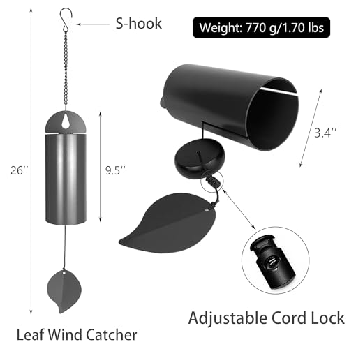 Deep Resonance Serenity Bell, Large Deep Tone Wind Chimes for Outside - size: Black