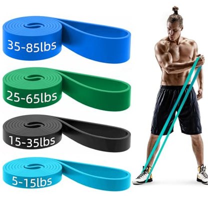 Pull Up Bands, Resistance Bands Set, Exercise Workout Bands for Men & Women, Ideal for Body Stretching, Physical Therapy and Muscle Training - color: Dark Black
