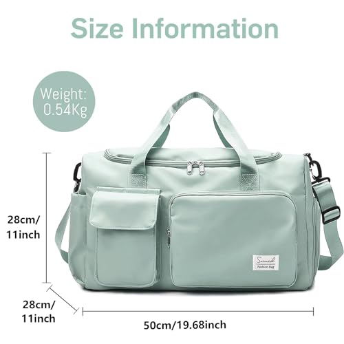 Suruid Gym Bag with Shoe Compartment, Sports Duffle Bag for Women, LGreen - color: Light Green