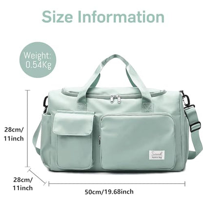 Suruid Gym Bag with Shoe Compartment, Sports Duffle Bag for Women, LGreen - color: Light Green