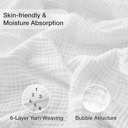 100% Cotton Muslin Blanket 40" x 40", Breathable and Lightweight Cotton Throw Blankets, Soft Cooling Summer Gauze Blanket for All Season, White - color: 02 - White, size: Baby ( 40"x40")