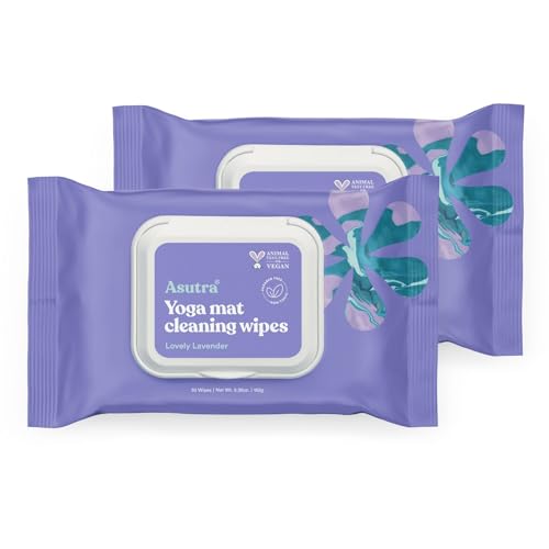ASUTRA Yoga Mat Cleaning Wipes (Lovely Lavender (2 Pouches (30 Wipes Each)) - size: 30 Count (Pack of 2)