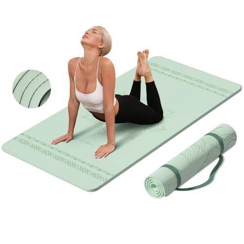 PAIDU Large Yoga Mat 72"x36"x10mm Non-Slip Exercise Mat for Home Gym Studio - color: Green