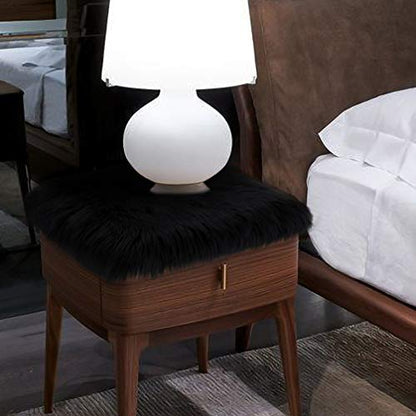 Softlife Black Faux Fur Sheepskin Chair Cover Seats Cushion Pad Super Soft Area Rugs for Living Bedroom Sofa Dorm (1.6ft x 1.6ft) - color: Black