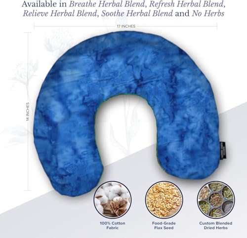 Mother Earth Pillows Large Triggerpoint Flax Pillow for Neck and Shoulder Relief (Blue Print - Breathe Herbal Blend) - color: Blue Print - Breathe Herbal Blend