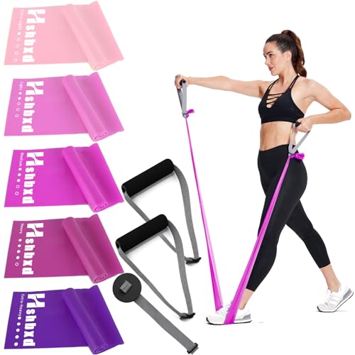 Resistance Bands Set for Physical Therapy, Rehab, Yoga and Pilates - color: Gradient Pink 5-80lbs - Includes Accessories