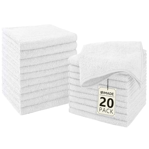 UNIMADE Washcloths 20 Pack Face Towels (12" x 12"), Highly Soft Wash Cloths | Hand Towels, Fast Drying Multi-Purpose Microfiber Cleansing Cloths for Bathroom, Hotel, Spa, and Salon White - color: White, size: 20Pack