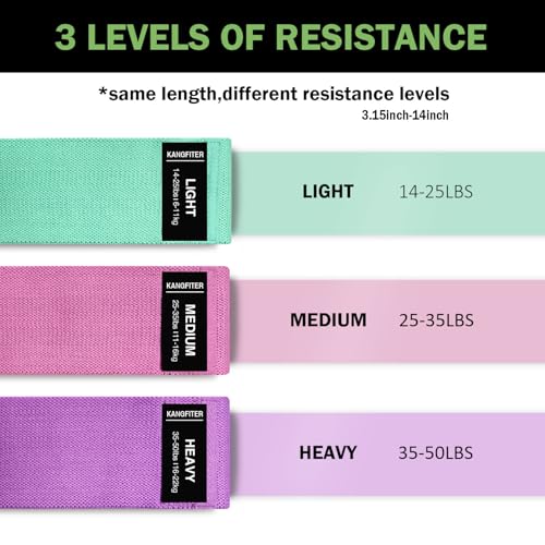 KANGFITER Non-Slip Fabric Resistance Bands for Working Out 3 Levels - color: 3.Colorful Set