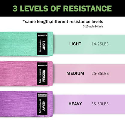 KANGFITER Non-Slip Fabric Resistance Bands for Working Out 3 Levels - color: 3.Colorful Set