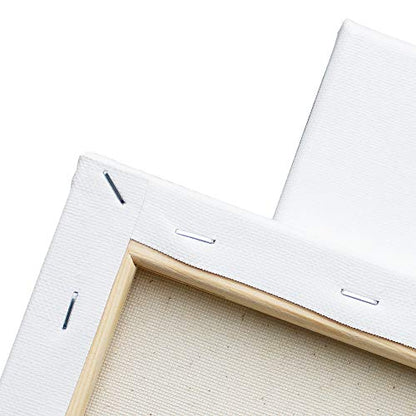 Stretched White Blank Canvas - 9x12 Inch, Bulk Pack of 8, Primed,100% Cotton, 5/8 Inch Profile of Super Value Pack for Acrylics,Oils & Other Painting Media. - size: 9"x12"