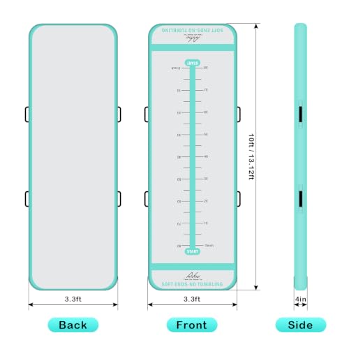 Inflatable Air Gymnastics Mat Training Mats with 2-in-1 Safety Guide Lines - color: Green, size: 13ft*3.3ft*4inch