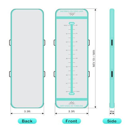 Inflatable Air Gymnastics Mat Training Mats with 2-in-1 Safety Guide Lines - color: Green, size: 13ft*3.3ft*4inch