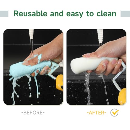 VOOMEY Mini Paint Roller Covers, 4 Inch High Density Foam Roller, 24 Pack | Small Paint Roller, Fits All Flat Surfaces, Including Walls, Cabinets, Furniture, Doors, Tables & DIY Painting Projects - style: 4 inch 24 pack（white）