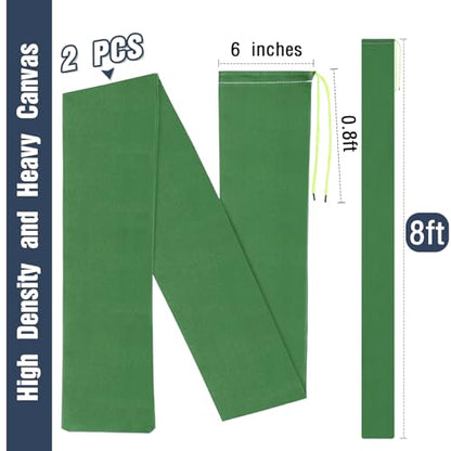 Threan 홍수용 2.4m(8피트) 샌드백 2개, 홍수 방지 모래 튜브 백, 두꺼운 캔버스 재사용 가능한 비 바람 홍수 장벽, 고무 밴드 포함, 물 장벽 튜브, 문 정원 비 제어용, 그린 - size: 8ft