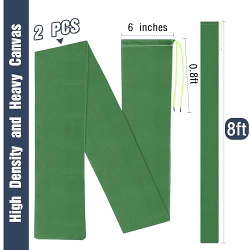 Threan 홍수용 2.4m(8피트) 샌드백 2개, 홍수 방지 모래 튜브 백, 두꺼운 캔버스 재사용 가능한 비 바람 홍수 장벽, 고무 밴드 포함, 물 장벽 튜브, 문 정원 비 제어용, 그린 - size: 8ft