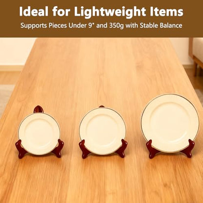 Wooden Plate Stand Decorative Frame and Picture Holder Easel Small for Display Tabletop Holders for Plates and Art Red Wood Stands for Dish Rack 7 Inch