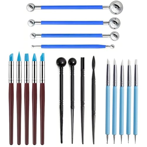 18Pcs Clay Sculpting Tool Set, Polymer Clay Kit with Ball Stylus Pens, Silicone Sculpting Brushes & Detail Carving Tools, Professional Pottery Modeling Tools for Clay, Ceramic & DIY Crafts - color: 18Pcs
