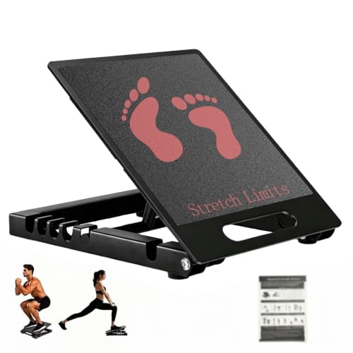 Slant Board for Calf Stretching, Steel Squat Wedge Hold Up to 650LBS | 5-Level Adjustable, Textured Non-Slip Layer, Anti-Slip Feet, Foldable and Portable, Weightlifting, Heel Elevated Squats