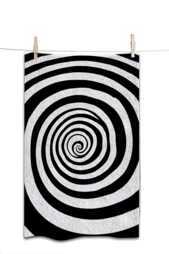 Abstract Geometric Radial Line Black Beach Towel Spiral Hypnosis Theme Circle Swirl Face Towels Suit Travel Sports Pool Swimming Bath Camping Spa Gym Yoga,15x30 Inch - color: Radial Line Black