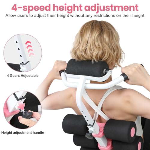 HEVIRGO Mini Inversion Table with Adjustable Back Support,Re-Align The Spine, Stretch The Back and Neck, Heavy-Duty Steel Frame Yoga Inversion Stool, Compact Foldable Stretcher, 350lbs Capacity