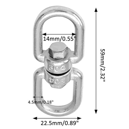 Bonsicoky M5 Double Ended Swivel Eye Hook, 2 Pcs | 304 Stainless Steel, Eye to Eye Swivel, Shackle Ring Connector - color: M5, size: 2 PCS