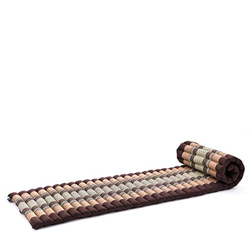 Leewadee - Foldable Floor Mattress - Japanese Roll Up Futon -Trifold Tatami Mat- Guest Floor Bed - Camping Mattress - Thai Massage Mat, Kapok Filled, 75 x 20 inches, Brown - color: Sf10 - Brown, size: S: 75x20"