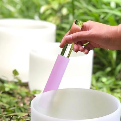 Singing Bowl Mallet Clear Solid Acrylic Base Rubber Striker Mallet for Playing Quartz Crystal Singing Bowls with Bundle Pocket(Purple) - color: Purple