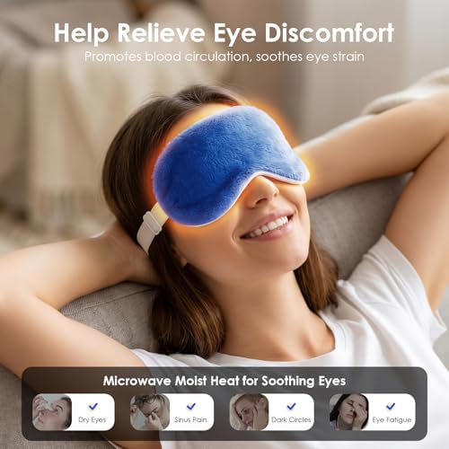 MORLIDEN Heated Eye Mask for Dry Eyes & Stye - Microwavable Warm Compress | For Blepharitis, Chalazion, MGD-Lightweight, No Heavy Pressure-Reusable Moist Heat Mask with Natural Flaxseed (Blue2P) - color: Blue2pcs