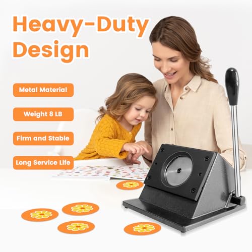 3"/75mm Button Paper Cutter, 3.386"/86mm Diameter Circle Cuter, 3.386" Circle Punch,Graphic Punch, 86mmDie Cutter Round Paper Cutter for Making 3"/75mm Buttons Making（3.386" Cutting Diameter）