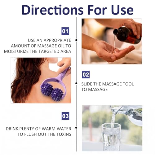 Handheld Spiky Massage Balls Rollers, 2 Wheel Spiky Massage Ball Rollers Silicone Manual Massage-Roller with Handle Pressure Point Muscle Massages Tool for Foot Arm Body Neck Leg Pain Pressure Relief - color: Purple