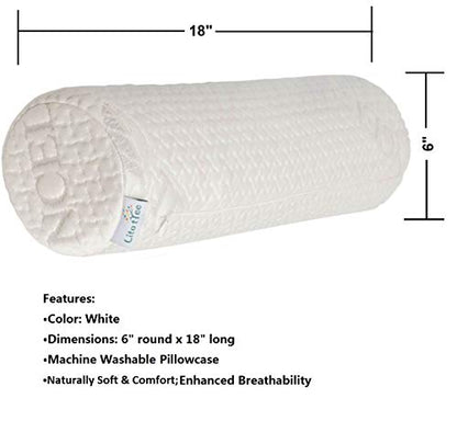 Pillowcase Ultra-Soft Cover for Neck Roll and Cervical Bolster Round Pillow of LitoTree (18x6 inch Pillowcase White) (Pillow case only, Does not Include The Pillow) - size: 18"x6" Pillowcase