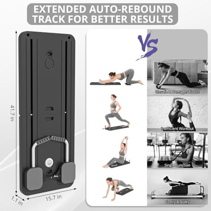 JANUA Pilates Board - Pilates Reformer Set, Multi-Purpose Foldable Pilates Reformer Board for Home, 5 in 1 Pilates Sliding Board - color: Black