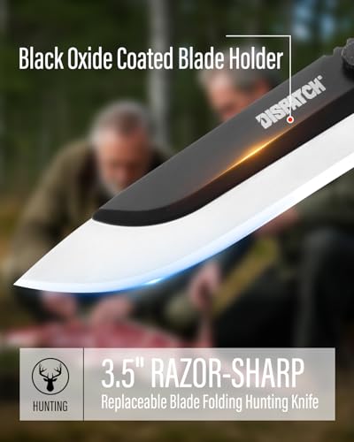DISPATCH 3.5" RazorSafe Replacement Knife Blades, 7-Pack Utility Knife Blades with Protective Sheath, Packed in Clear Case with Color Box—Compatible Spare Blades for Outdoor, EDC & Repair Use - style: 7-Pack Utility Knife Blades