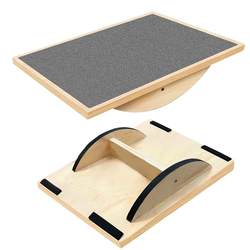 Balance Board Professional Wobble Board for Adults Anti-Slip for Physical Therapy Standing Desk Core Strength Wooden Rocker Board(350LBS) - size: Balance Board (Grey)