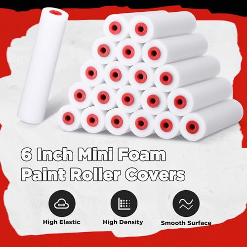 Nuogo 120 Pcs 6 Inch Foam Paint Roller Mini High Density Foam Roller Refills Paint Edger Tool for Walls Brings Smooth Finishes Flat Surfaces (White) - size: 6 Inch